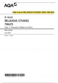 AQA AS RELIGIOUS STUDIES 7061/1 MS 2023