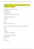 HOSA Nutrition Practice Questions and Correct Answer