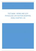 Test Bank - Berne and Levy Physiology, 8th Edition (Koeppen, 2024), Chapter 1-44 Latest update 2024