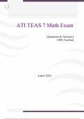 ATI TEAS 7 Math Exam - Questions & Answers (Rated 97%) Best Update 2024