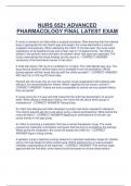 NURS 6521 ADVANCED  PHARMACOLOGY FINAL LATEST EXAM