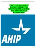 AHIP FINAL EXAM TEST BANK WITH UPDATED QUESTIONS AND ANSWERS 2023-2024 ++A GRADE GUARANTEED