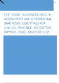 Test Bank - Advanced Health Assessment and Differential Diagnosis Essentials for Clinical Practice, 1st Edition (Myrick, 2020), Chapter 1-12 Latest Update 2024