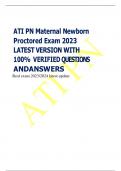 ATI PN Maternal Newborn Proctored Exam 2023 LATEST VERSION WITH 100% VERIFIED QUESTIONS ANDANSWERS Real exam 2023/2024 latest update