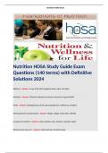 Nutrition HOSA Study Guide Exam Questions (140 terms) with Definitive Solutions 2024