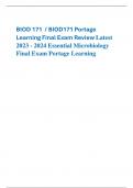 BIOD 171 / BIOD171 Portage Learning Final Exam Review Latest 2023 - 2024 Essential Microbiology Final Exam Portage Learning True/False. A virus is considered a microorganism. - CORRECT ANSWER-False, Viruses are not living and as such are not considered mi