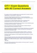 CITI 1 Exam Questions with All Correct Answers