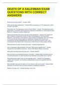 Bundle For DEATH OF A SALESMAN EXAM QUESTIONS WITH CORRECT ANSWERS