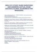 WGU C211 STUDY GUIDE QUESTIONS  AND ANSWERS (ACTUAL EXAM  2023/2023) GLOBAL ECONOMICS FOR  MANAGERS