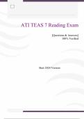 ATI TEAS 7 Reading Exam | Questions & Answers (Rated A+) 100% Success - Latest 2024 Version