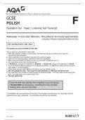 AQA GCSE POLISH 8688 Foundation Tier  PAPER 1 QP, MS AND  Transcript 2023