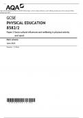 AQA GCSE PHYSICAL EDUCATION 8582/2 Paper 2 Socio-cultural influences and wellbeing in physical activity and sport Mark scheme June 2023 Version: 1.0 Final