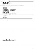 AQA GCSE MODERN HEBREW 8678/RF Paper 3 Reading Foundation Tier Mark scheme June 2023 Version: 1.0 Final