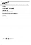 AQA GCSE MODERN HEBREW 8678/SF Paper 2 Speaking Foundation Mark scheme including Guidance for Role-plays June 2023 Version: 1.0 Final