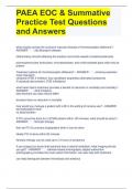 PAEA EOC & Summative  Practice Test Questions  and Answers