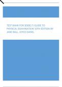 Test Bank For Seidel's Guide to Physical Examination 10th Edition By Jane Ball, Joyce Dains