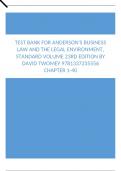 Test Bank For Anderson's Business Law and the Legal Environment, Standard Volume 23rd Edition by David Twomey  Chapter 1-40