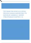 Test Bank For Aging as a Social Process Canada and Beyond 7th Edition by Andrew V. Wister Chapter 1-12