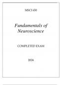 MSCI 650 FUNDAMENTALS OF NEUROSCIENCE COMPLETED EXAM 2024