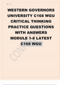 WESTERN GOVERNORS UNIVERSITY C168 WGU CRITICAL THINKING PRACTICE QUESTIONS WITH ANSWERS MODULE 1-8 LATEST 2023