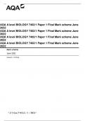 AQA A level BIOLOGY 7402/1 Paper 1 Final Mark scheme June  2022