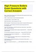 High Pressure Boilers Exam Questions with Correct Answers