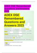 ADEX DSE Remembered Questions and Answers 