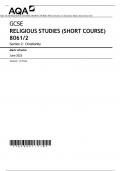 AQA GCSE RELIGIOUS STUDIES (SHORT COURSE) 8061/2 Section 2: Christianity Mark scheme June 2023