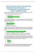 HESI EXIT MENTAL HEALTH TEST BANK 2023-2025 /MENTAL HEALTH HESI EXIT  TEST BANK REAL EXAM QUESTIONS AND CORRECT ANSWERS|AGRADE 