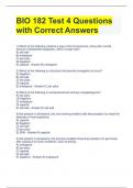 BIO 182 Test 4 Questions with Correct Answers