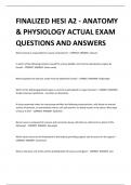 FINALIZED HESI A2 - ANATOMY & PHYSIOLOGY ACTUAL EXAM QUESTIONS AND ANSWERS 