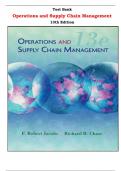 Test Bank for Operations and Supply Chain Management 13th Edition by F. Robert Jacobs and Richard B. Chase  |All Chapters,  Year-2023/2024|