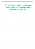 ATI RN Mental Health Nursing exam 2023-2024/ 128 Questions and Answers/ Graded A+