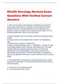 NCLEX Oncology Revised Exam  Questions With Verified Correct  Answers