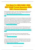 Test Bank For MED SURG HESI EXIT EXAM Tested Questions With  100% Correct Answers