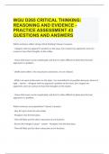 WGU D265 CRITICAL THINKING: REASONING AND EVIDENCE - PRACTICE ASSESSMENT 43 QUESTIONS AND ANSWERS 