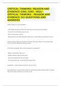 CRITICAL THINKING: REASON AND EVIDENCE D265, D265 - WGU - CRITICAL THINKING - REASON AND EVIDENCE 233 QUESTIONS AND ANSWERS