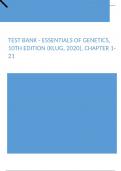 Test Bank - Essentials of Genetics, 10th Edition (Klug, 2020), Chapter 1-21