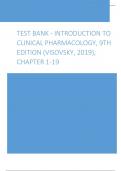 Test Bank - Introduction to Clinical Pharmacology, 9th Edition (Visovsky, 2019), Chapter 1-19.