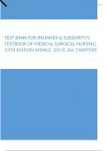 Test Bank for Brunner & Suddarth's Textbook of Medical-Surgical Nursing, 13th Edition (Hinkle, 2013), All Chapters 2024