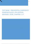 Test Bank - Prehospital Emergency Pharmacology, 8th Edition (Bledsoe, 2018), Chapter 1-17