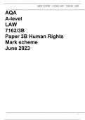 AQA A-level LAW 7162/3B Paper 3B Human Rights Mark scheme June 2023