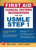 First Aid Clinical Pattern Recognition for the USMLE Step 1. by Asra Khan, Joseph Geraghty Test Bank