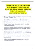 NATIONAL USPAP FINAL EXAM 2024 LATEST VERSION WITH COMPLETE 200 QUESTIONS AND VERIFIED CORRECT ANSWERS/GRADED A+ 