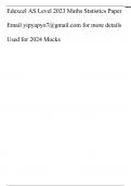 AS-Level Edexcel Mathematics Statistics Paper 2023