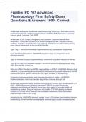 Frontier PC 707 Advanced Pharmacology Final Safety Exam Questions & Answers 100% Correct