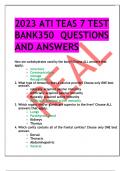  ATI TEAS 7 TEST  BANK350 QUESTIONS  AND ANSWERS 