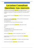 Lactation Consultant Questions Ans Answers