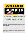 PiCAT Full Study Guide Exam Questions Containing 120 Terms with Definitive Solutions Updated 2023-2024.