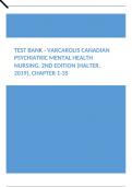 Test Bank - Varcarolis Canadian Psychiatric Mental Health Nursing, 2nd Edition (Halter, 2019), Chapter 1-35